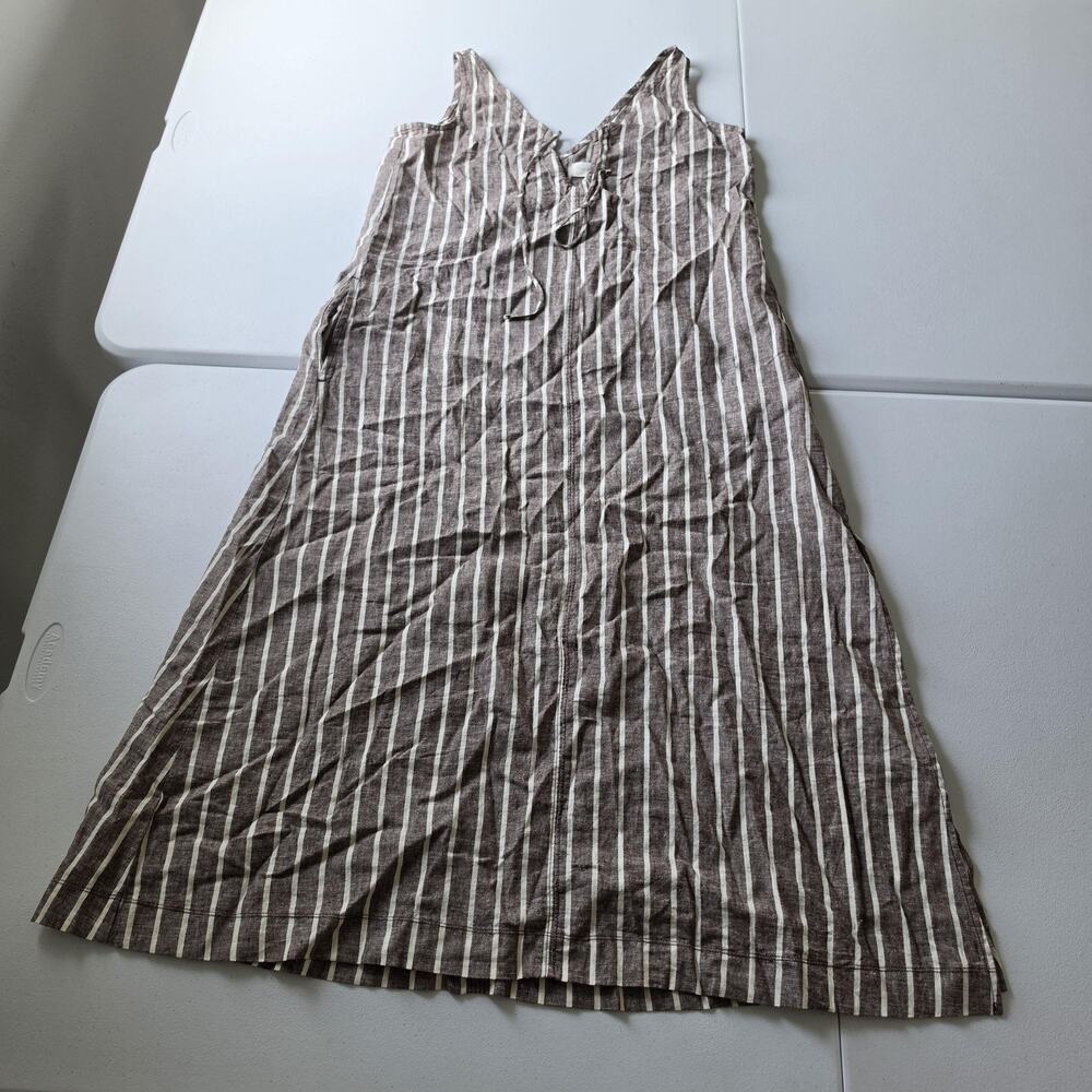 Lou & Grey Dress Womens XS Brown Stripe Linen Cotton Maxi Sundress Casual Summer